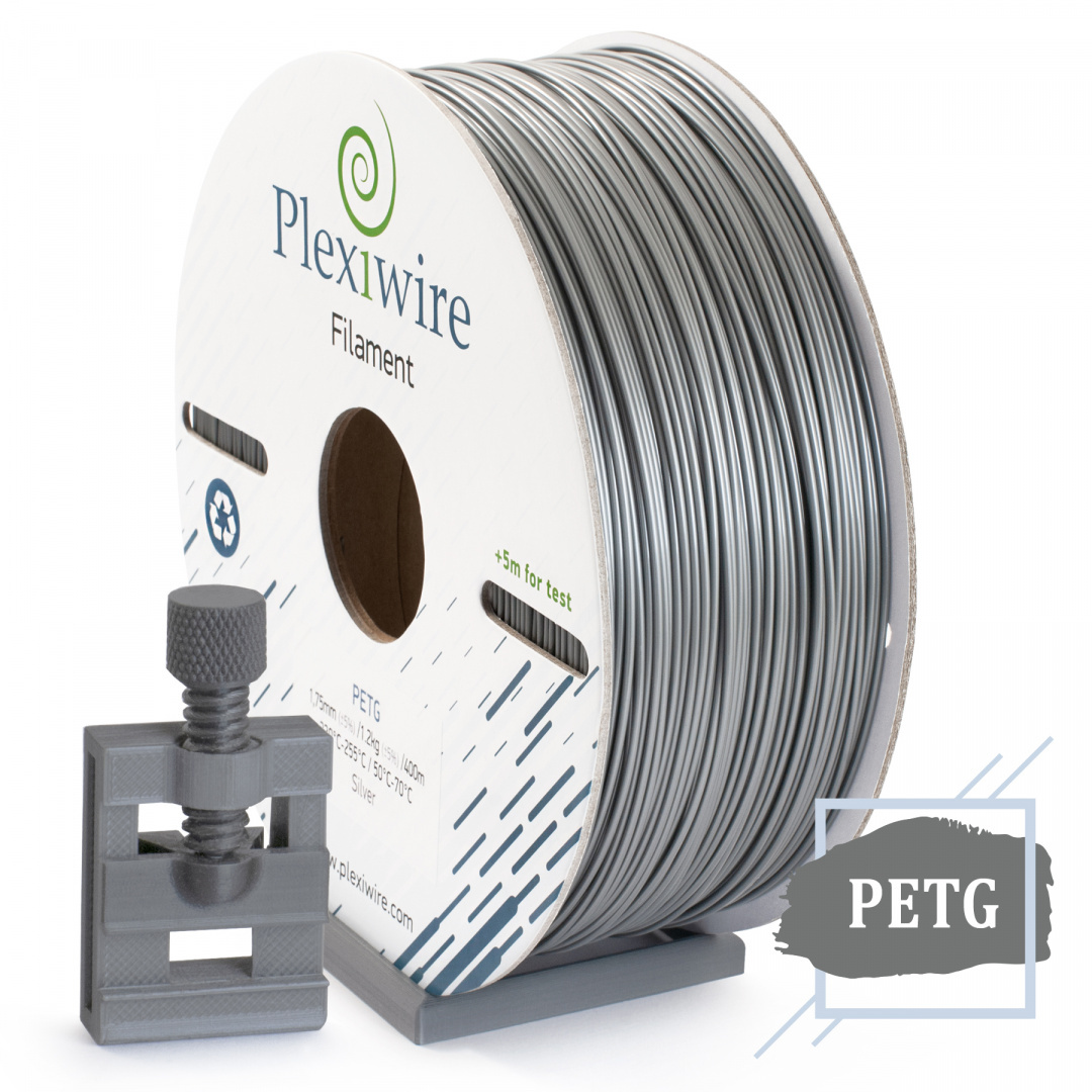 PETG filament Plexiwire 1,75mm Srebrny 1.2kg/400m PETG filament Plexiwire 1,75mm Srebrny 1.2kg/400m